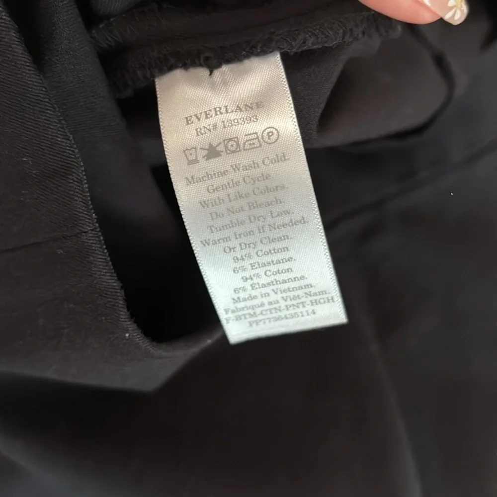 Everlane Black High Rise Slim Ankle Pants Side Zip Career Size 6